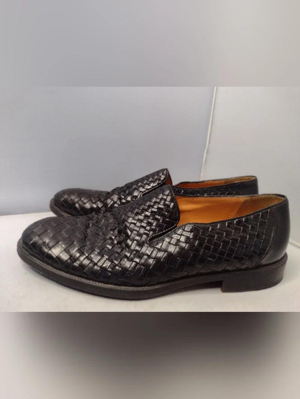 Mezlan Mens Manhattan Woven Leather Tuxedo Dress Loafers 9.5 Handmade Spain A31